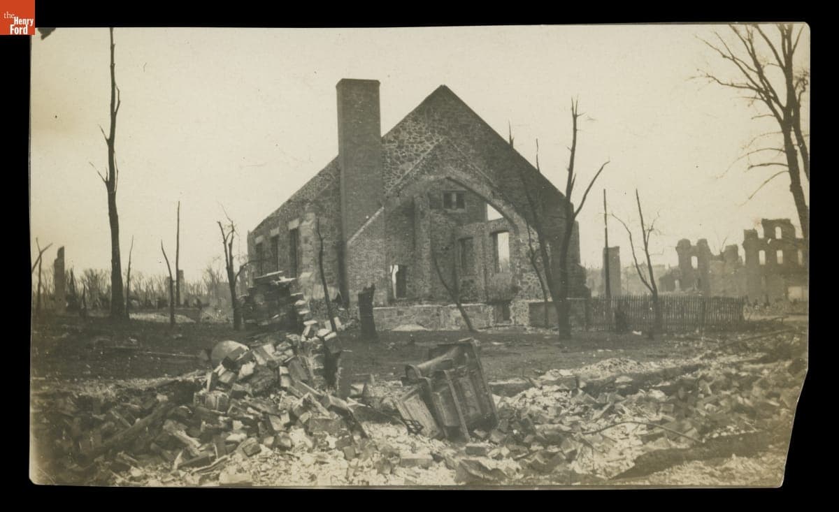 Ruins of a Baptist Church in Salem, Massachusetts after the 1914 Fire