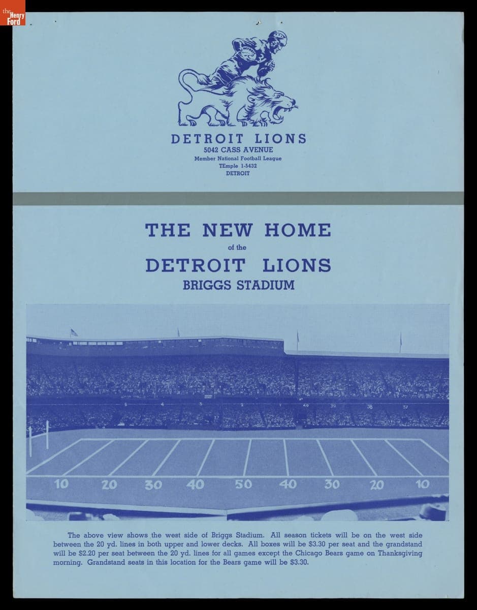 "The New Home of the Detroit Lions: Briggs Stadium," 1938