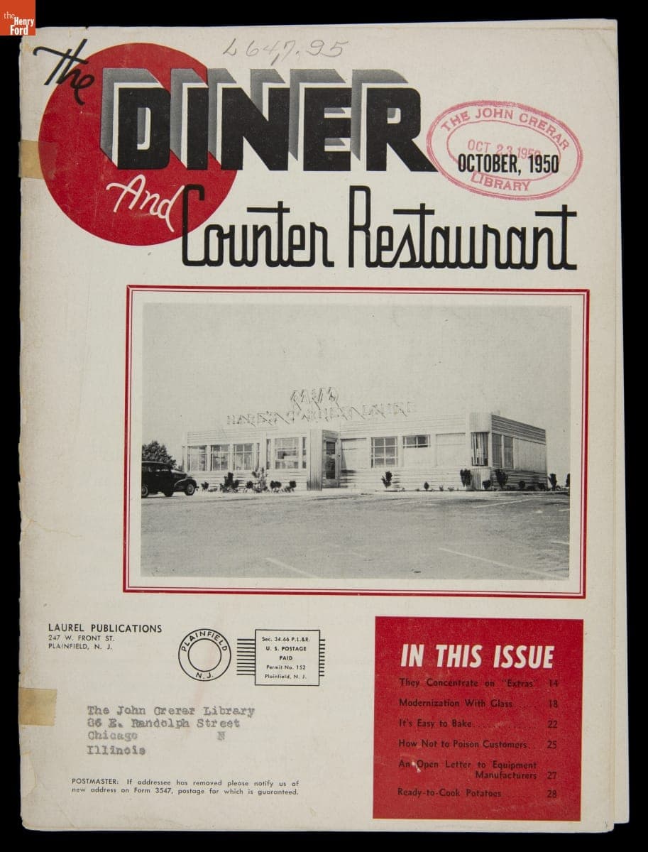 "The Diner and Counter Restaurant," October 1950