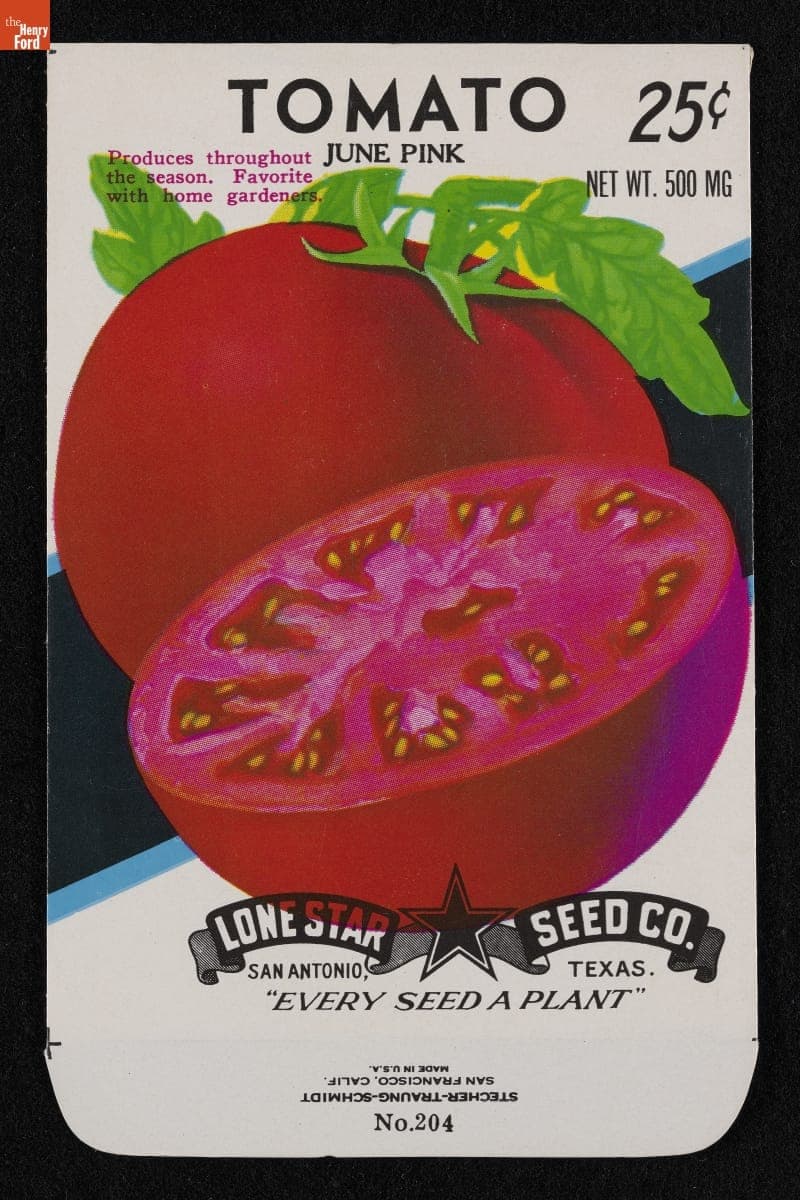 Lone Star Seed Co. "Tomato: June Pink" Seed Packet, 1977