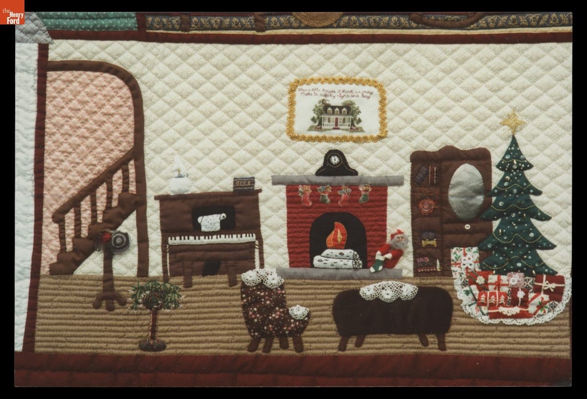 Detail of "Cathy Celebrates Christmas: A Victorian Dollhouse" Quilt, 1991