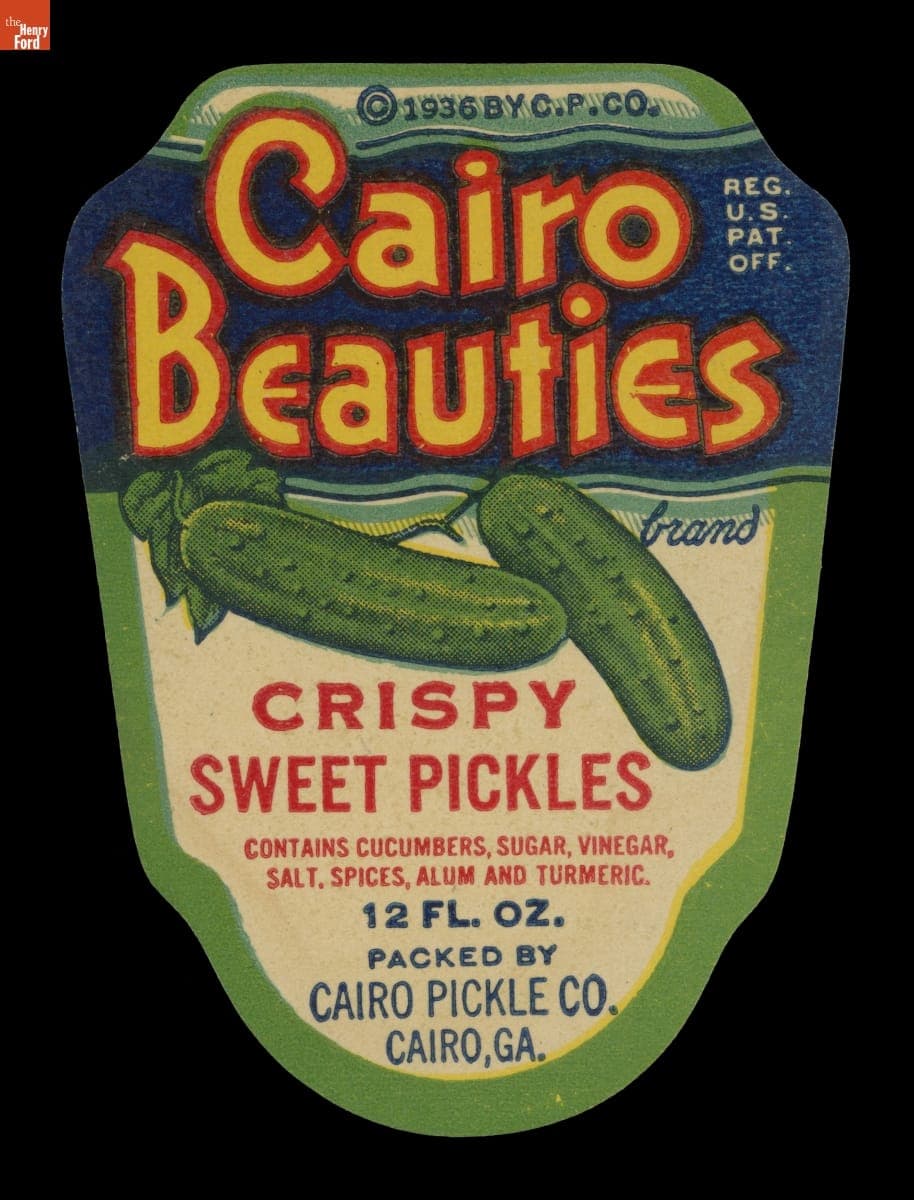 "Cairo Beauties Crispy Sweet Pickles," 1936