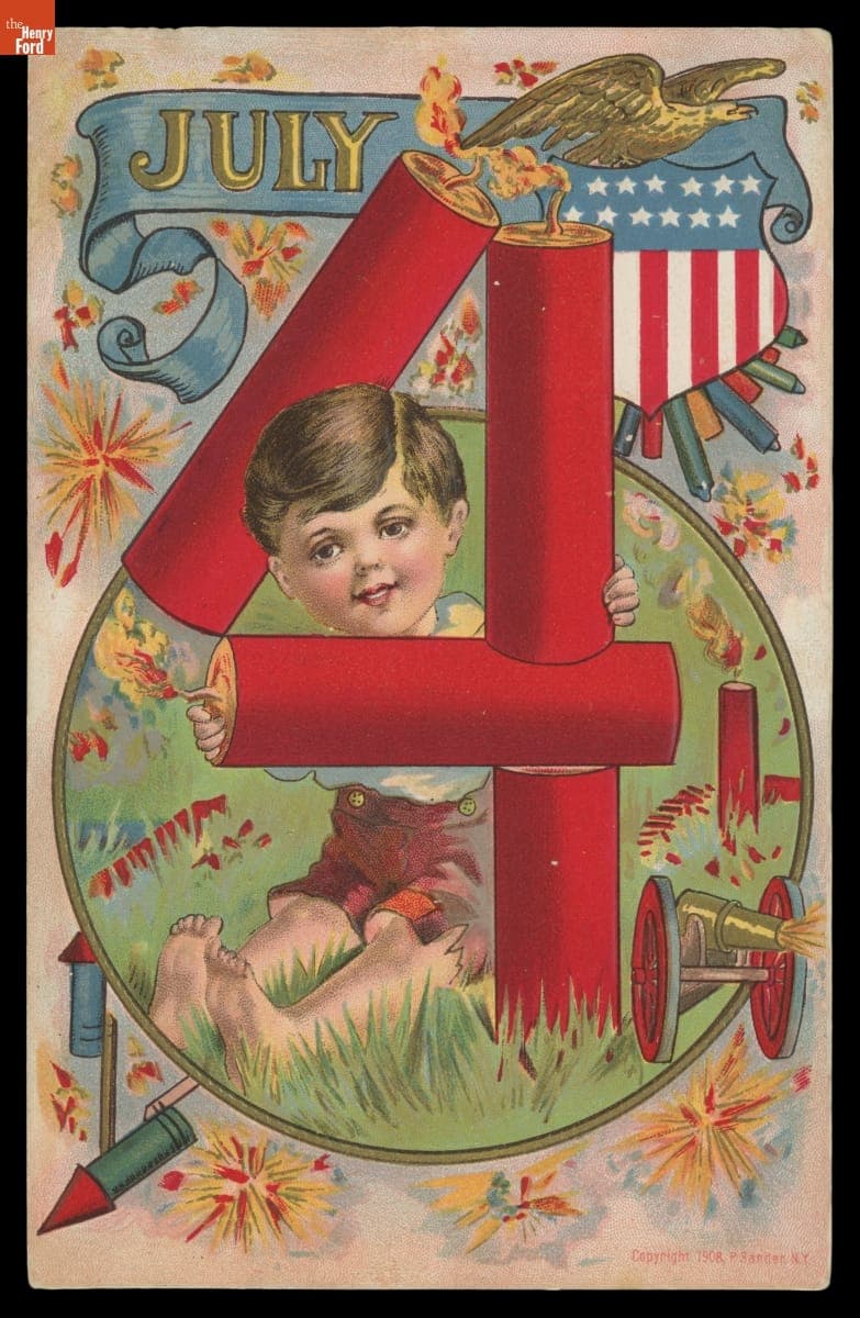 Boy Celebrating the Fourth of July, circa 1909