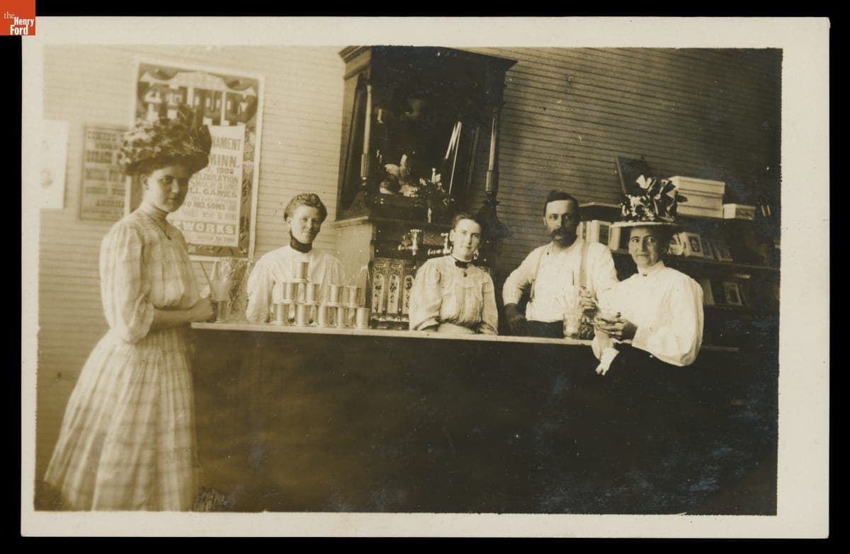 People at a Soda Fountain Counter in Minnesota, 1909