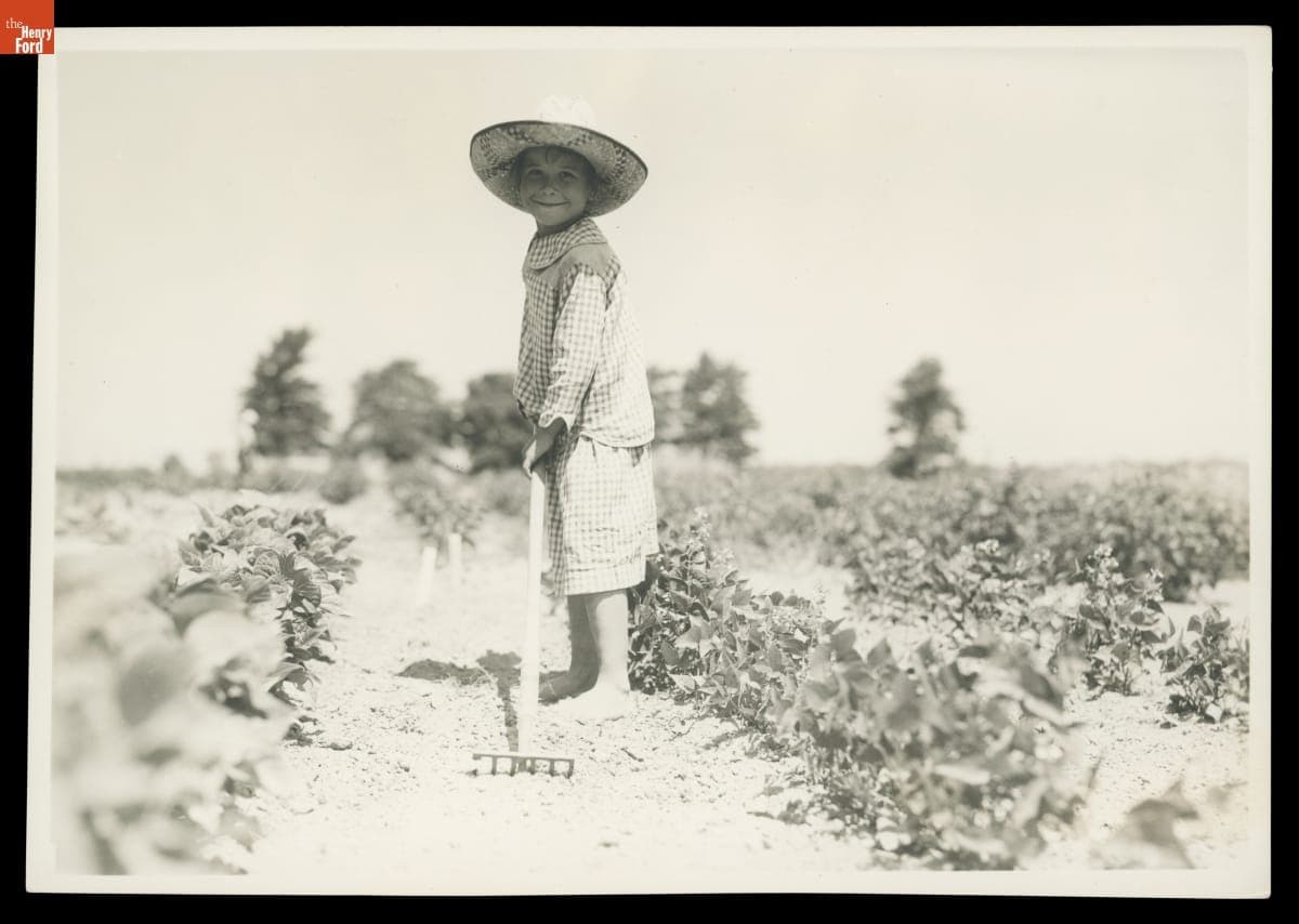 Student Working in School Garden at Willow Run School, Michigan