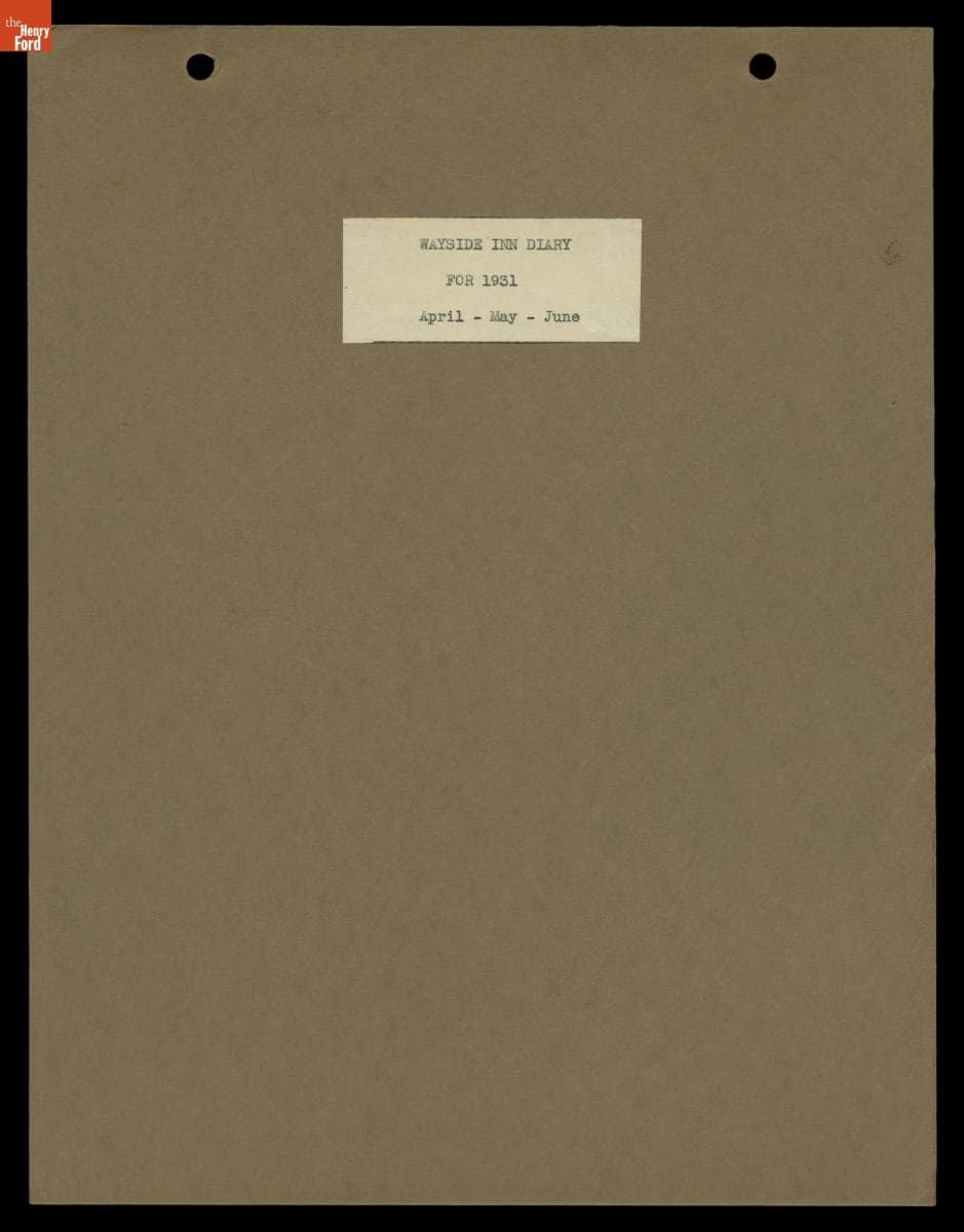 Wayside Inn Diary, April - June 1931