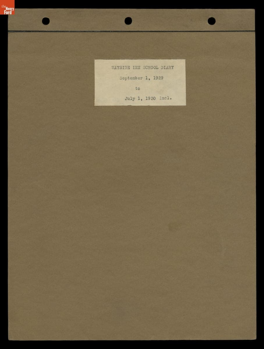 Wayside Inn Boys School Diary, September 1929 - July 1930