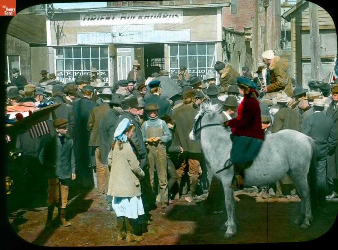 Crowd Looking at Thomas Flyer in North Platte, Nebraska, New York to Paris Race, 1908