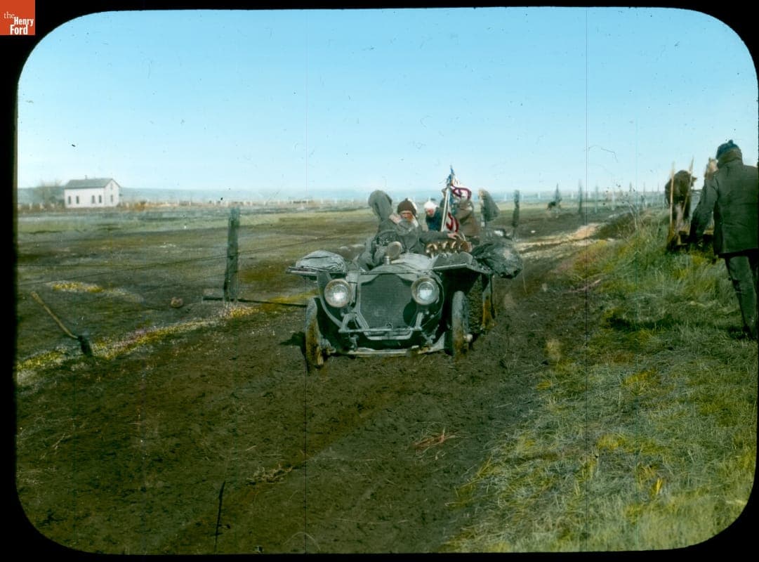 Thomas Flyer Stuck in the Mud near Julesburg, Colorado, New York to Paris Race, 1908