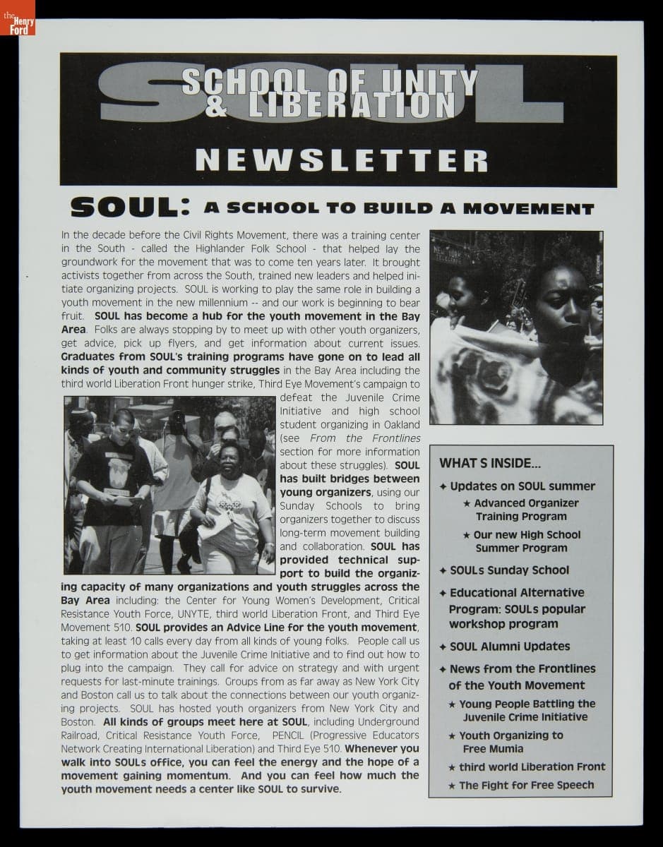 "School of Unity & Liberation Newsletter," 1999