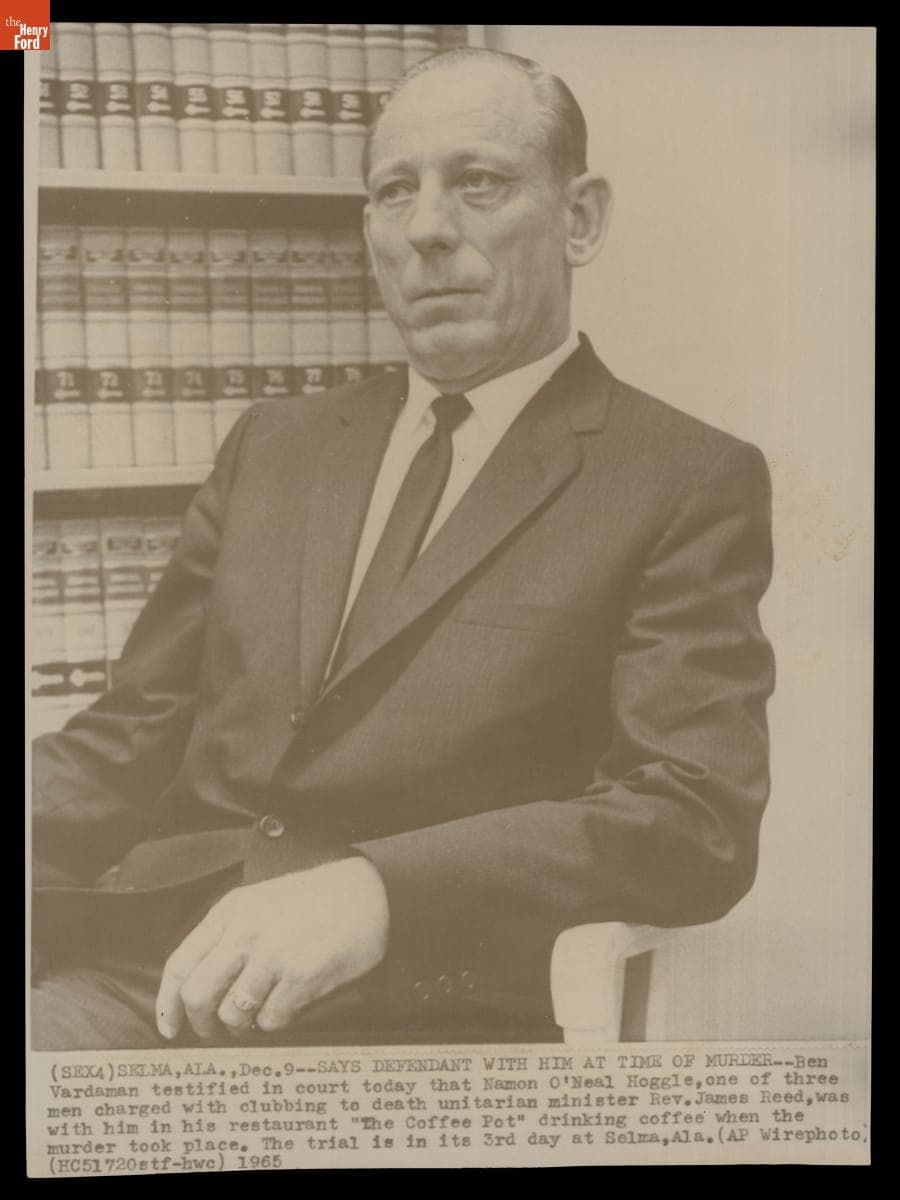 Ben Vardaman, a Defense Witness in the Trial for the Murder of Rev. James Reeb, December 9, 1965