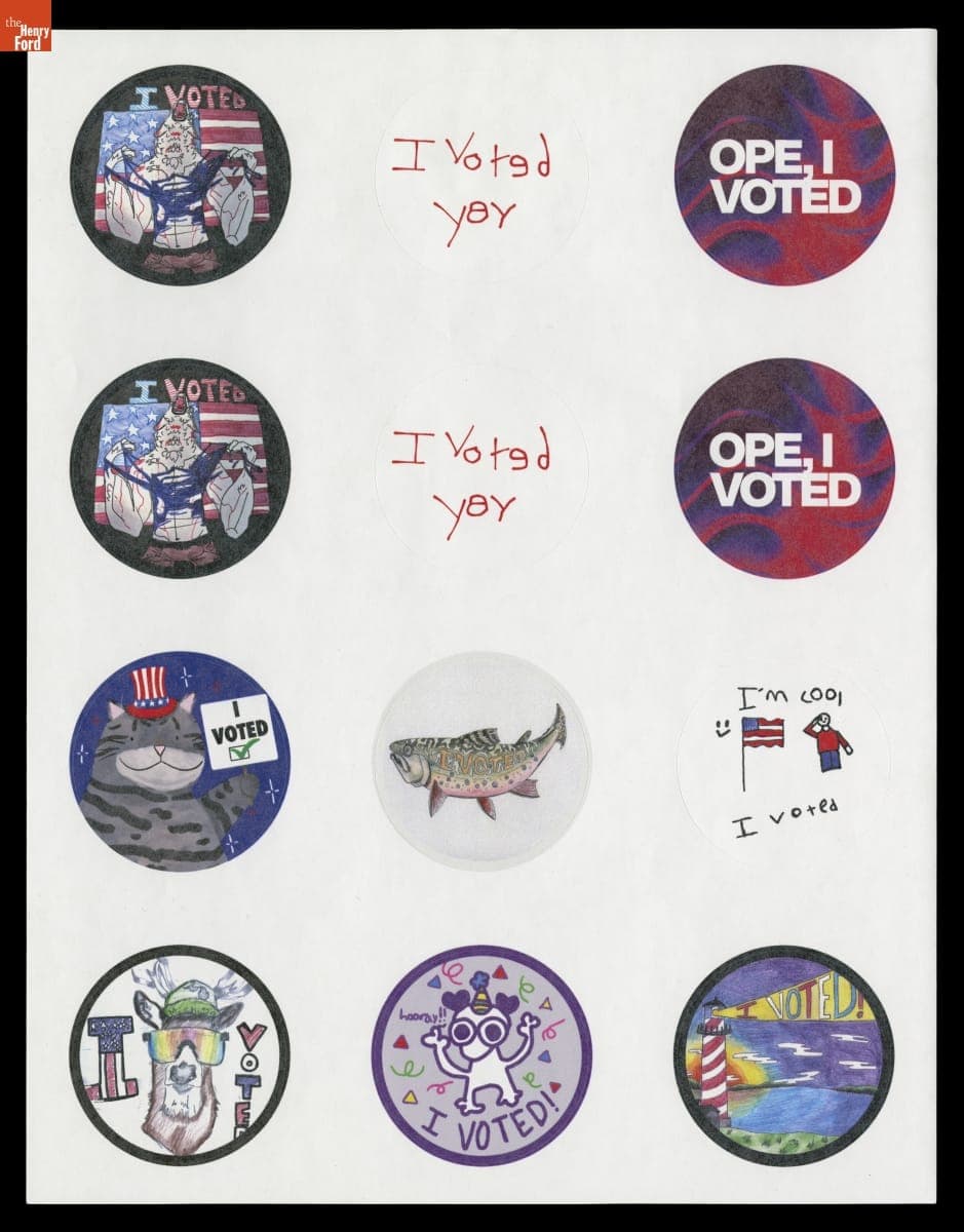 Sheet of 12 Michigan "I Voted" Stickers, 2024