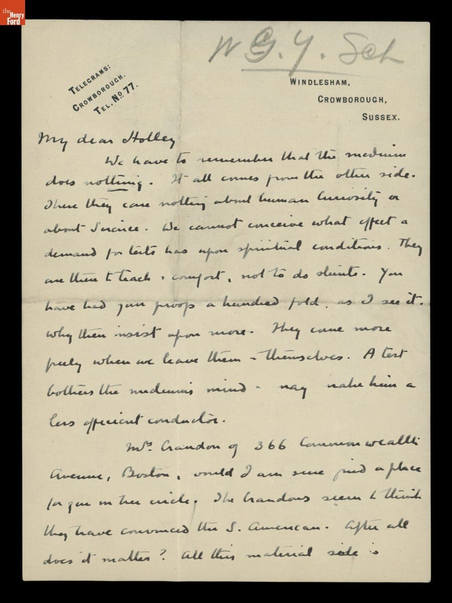 Letter from Arthur Conan Doyle to George M. Holley