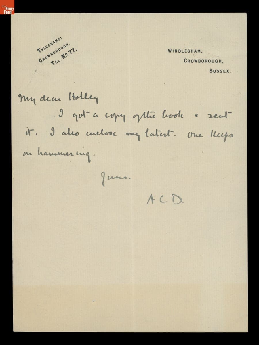 Letter from Arthur Conan Doyle to George M. Holley