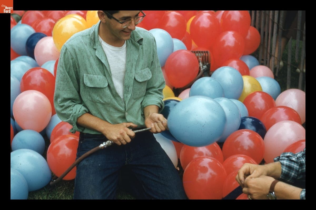 Filling Balloons for Obstacle Race at Old Car Festival in Greenfield Village, September 1956