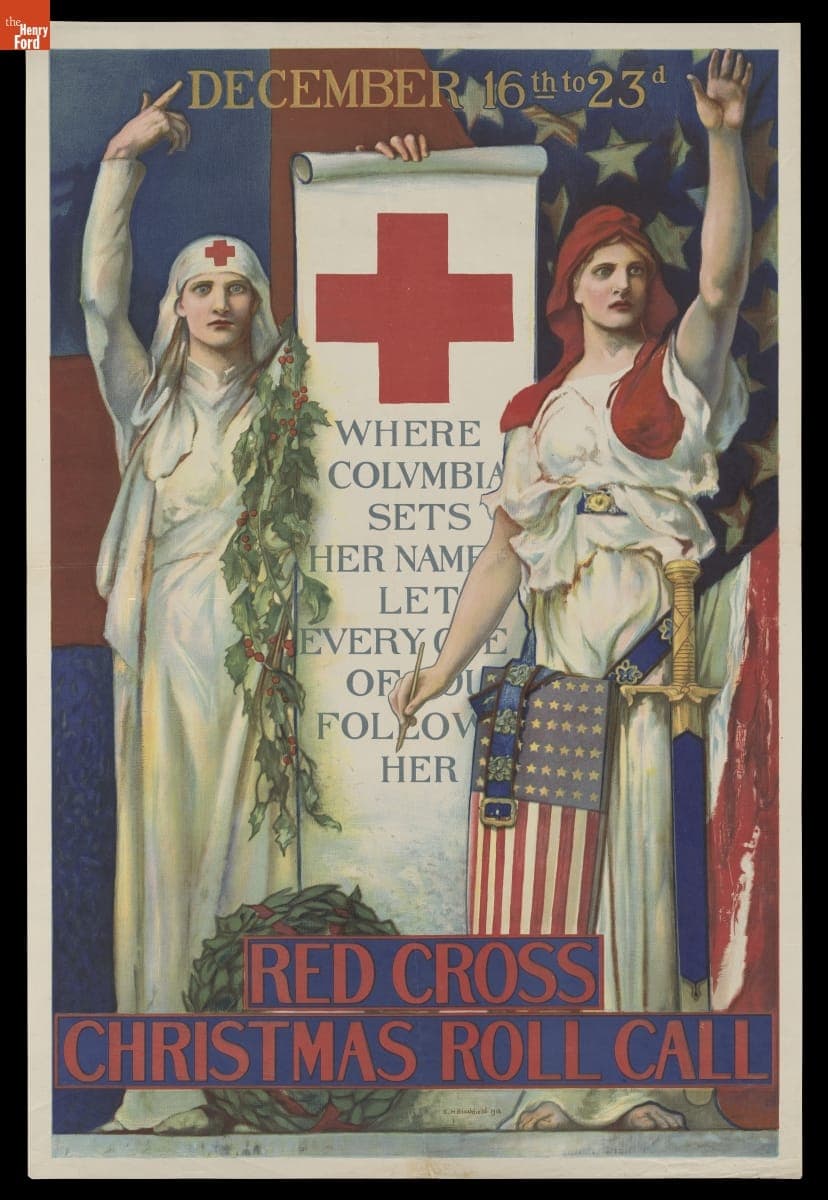 World War I Poster, "Red Cross Christmas Roll Call," 1918