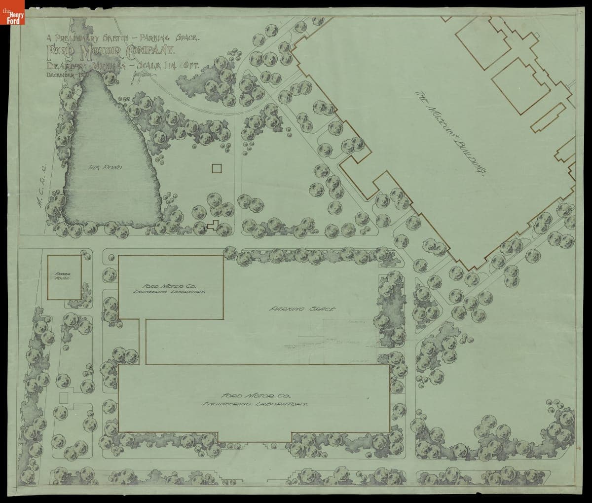 Preliminary Sketch - Parking Space, Ford Motor Company, Dearborn, Michigan, December 1931