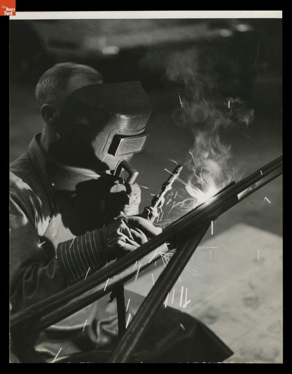 Welding the Frame for the Soybean Plastic Car, August 1941