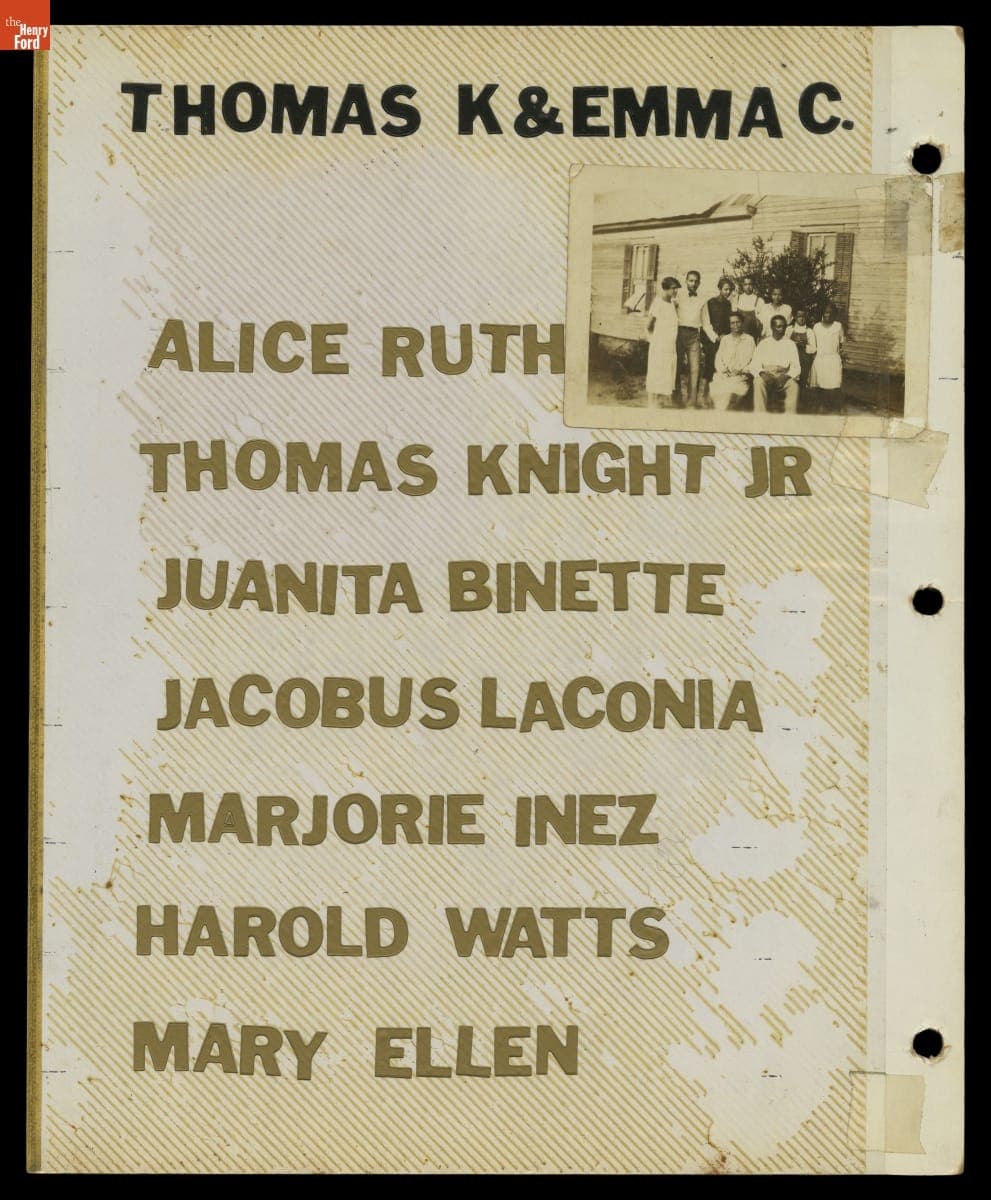 Album Page with Photographs of Thomas Knight Richardson, Emma Calhoun Richardson and their Children