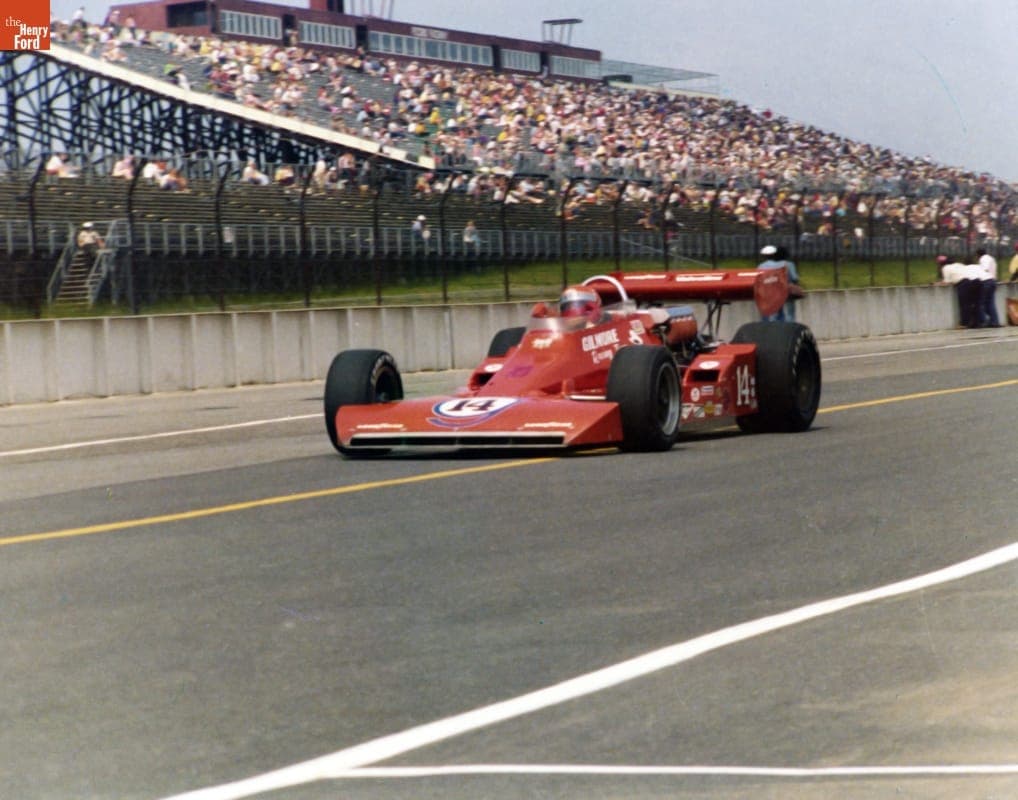 A. J. Foyt Driving His Coyote/Foyt Turbocharged USAC Indy Car, Schaefer 500 Race, Pocono International Raceway, 1974