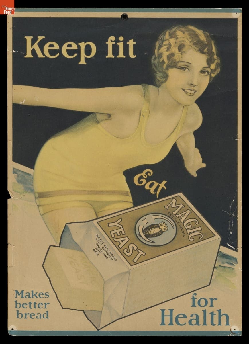 Advertising Poster for Northwestern Yeast Company, "Keep Fit. Eat Magic Yeast for Health. Make Better Bread," circa 1928