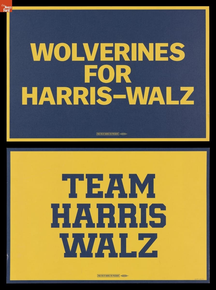 "Wolverines for Harris-Walz" Rally Sign, 2024