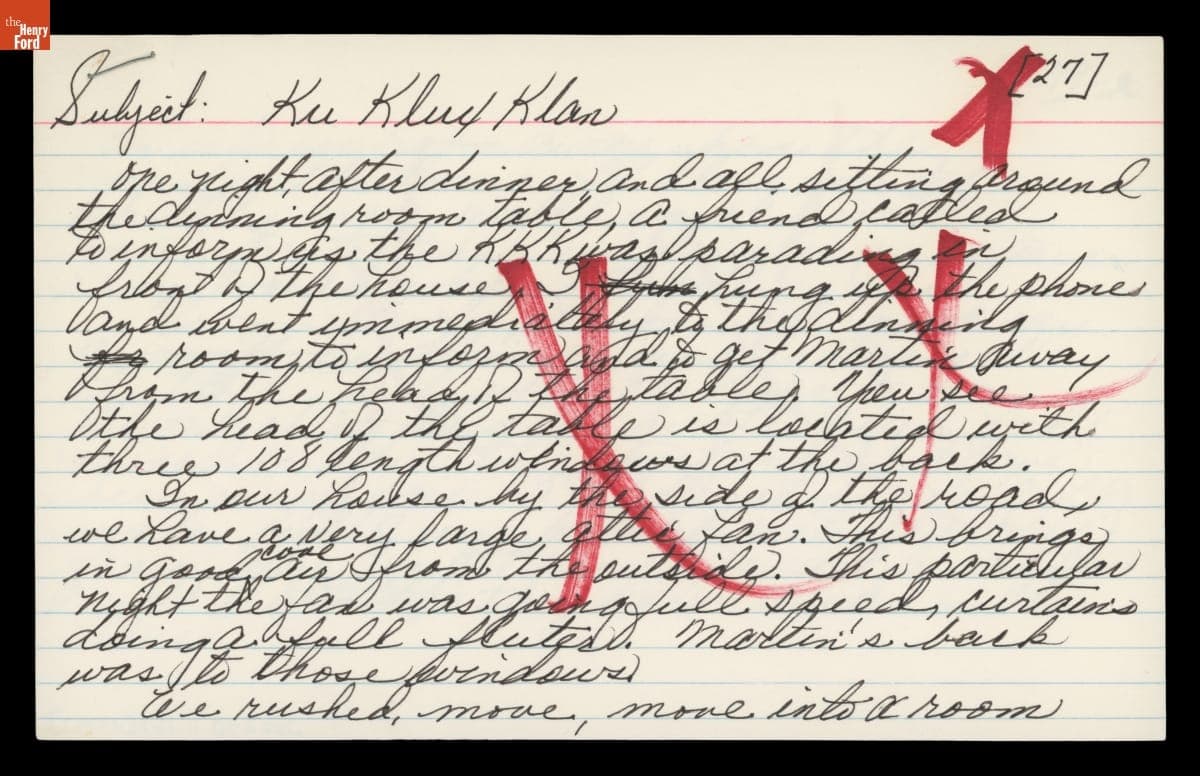 Handwritten Notes by Richie Jean Jackson for "The House by the Side of the Road"