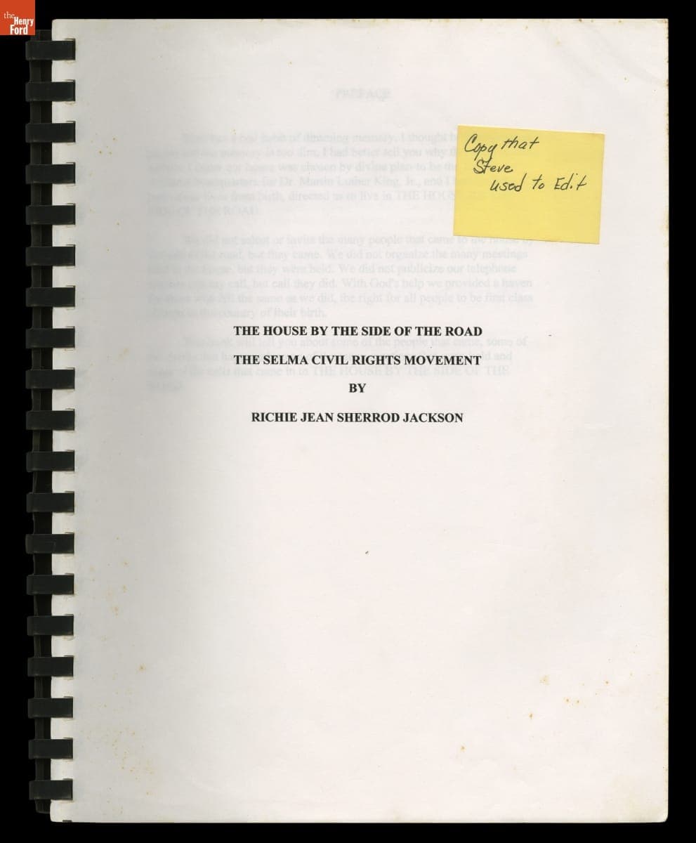 Draft of "The House by the Side of the Road: The Selma Civil Rights Movement," circa 2009