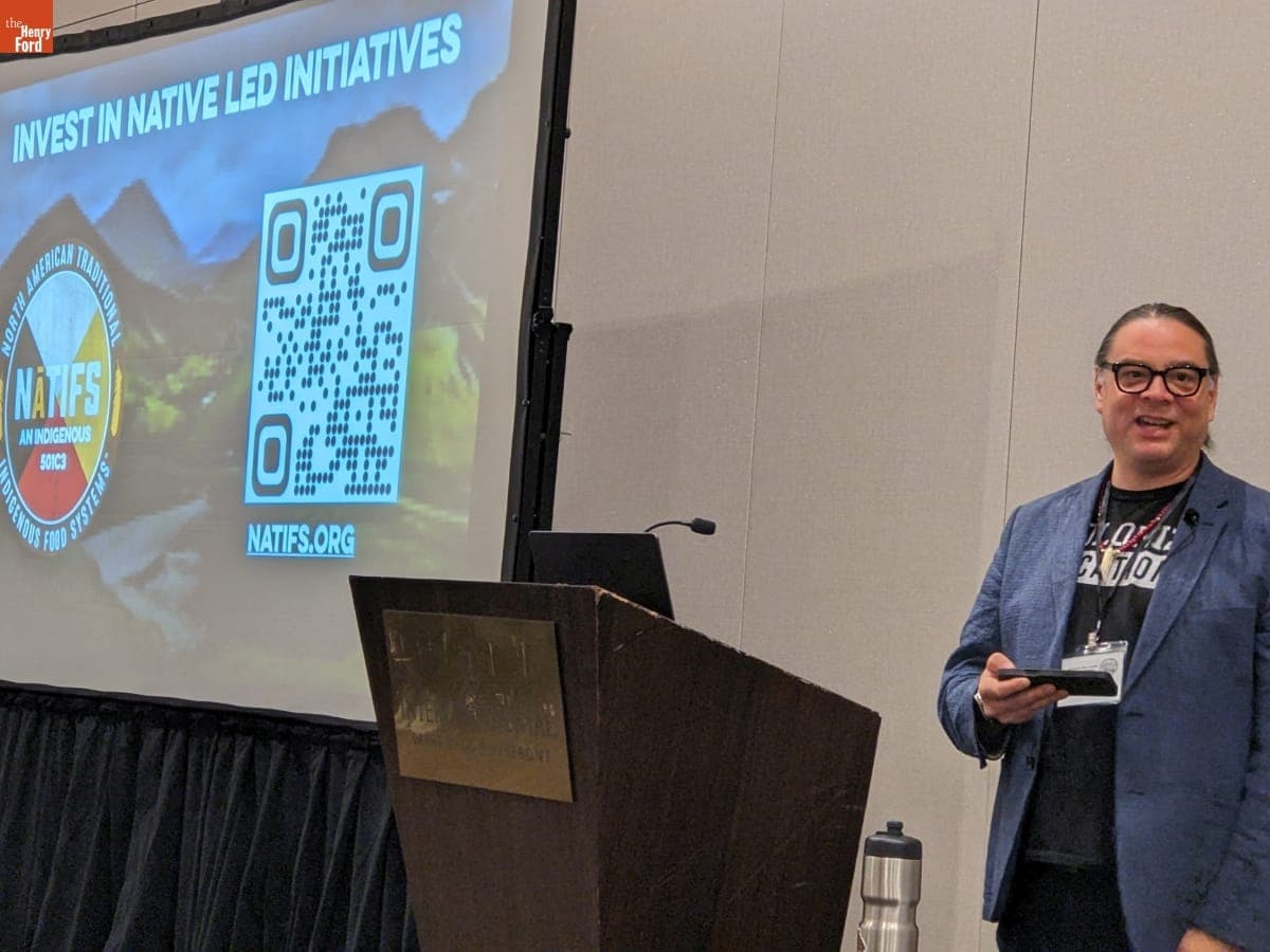 Sean Sherman Delivering his Keynote to the Agricultural Historical Society, St. Paul, Minnesota, June 5, 2025