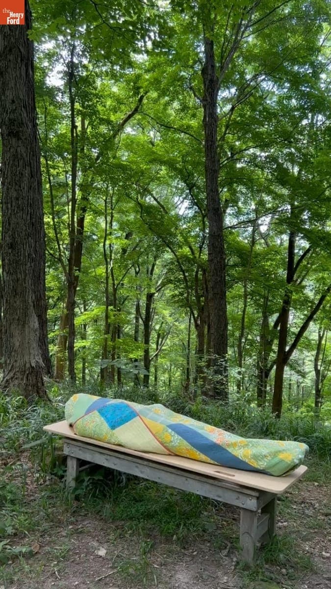 Demonstration of "Cathedral" Burial Quilt Made by Zak Foster, 2022