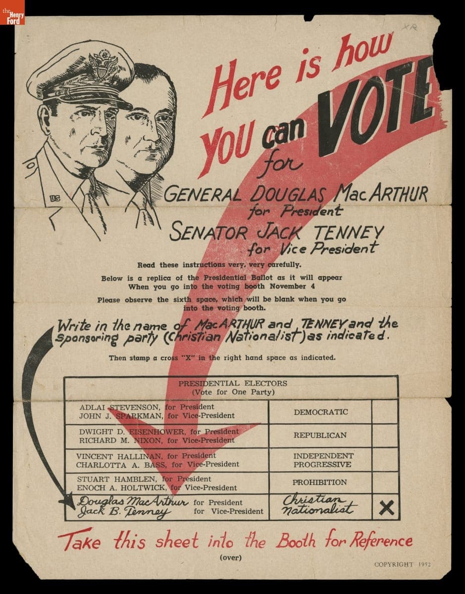 "Here is How You Can Vote for General Douglas MacArthur for President," 1952