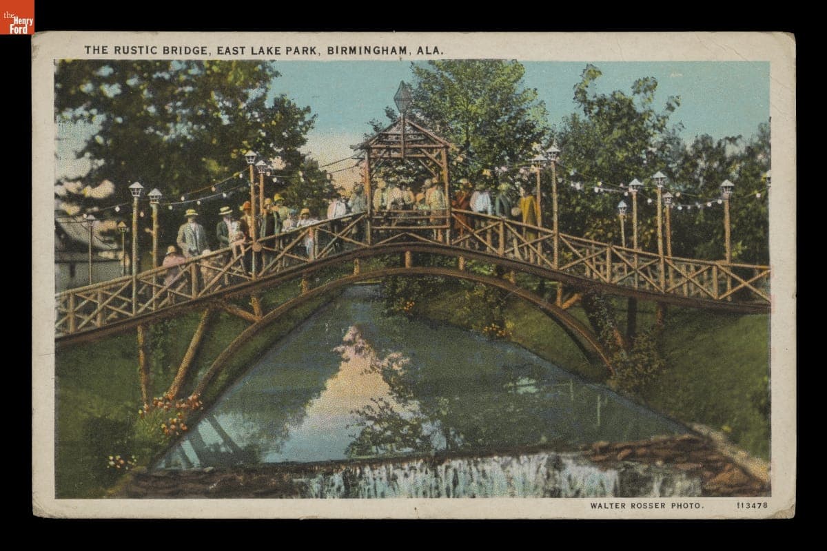 "The Rustic Bridge, East Lake Park, Birmingham, Ala.," Sent to Andrew Purnell, Postmarked July 30, 1927