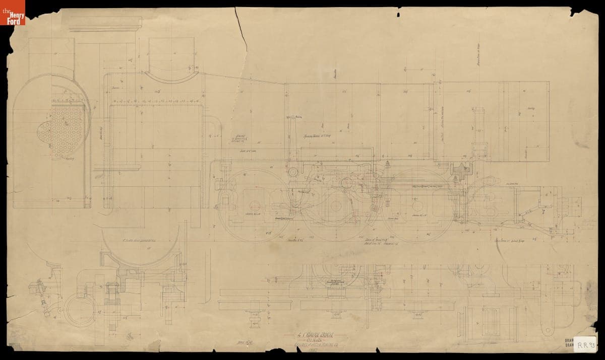 Drawing, 4'1" Gauge Bogie, CYL 16 x 24, Calumet & Hecla Mining Co., 1887