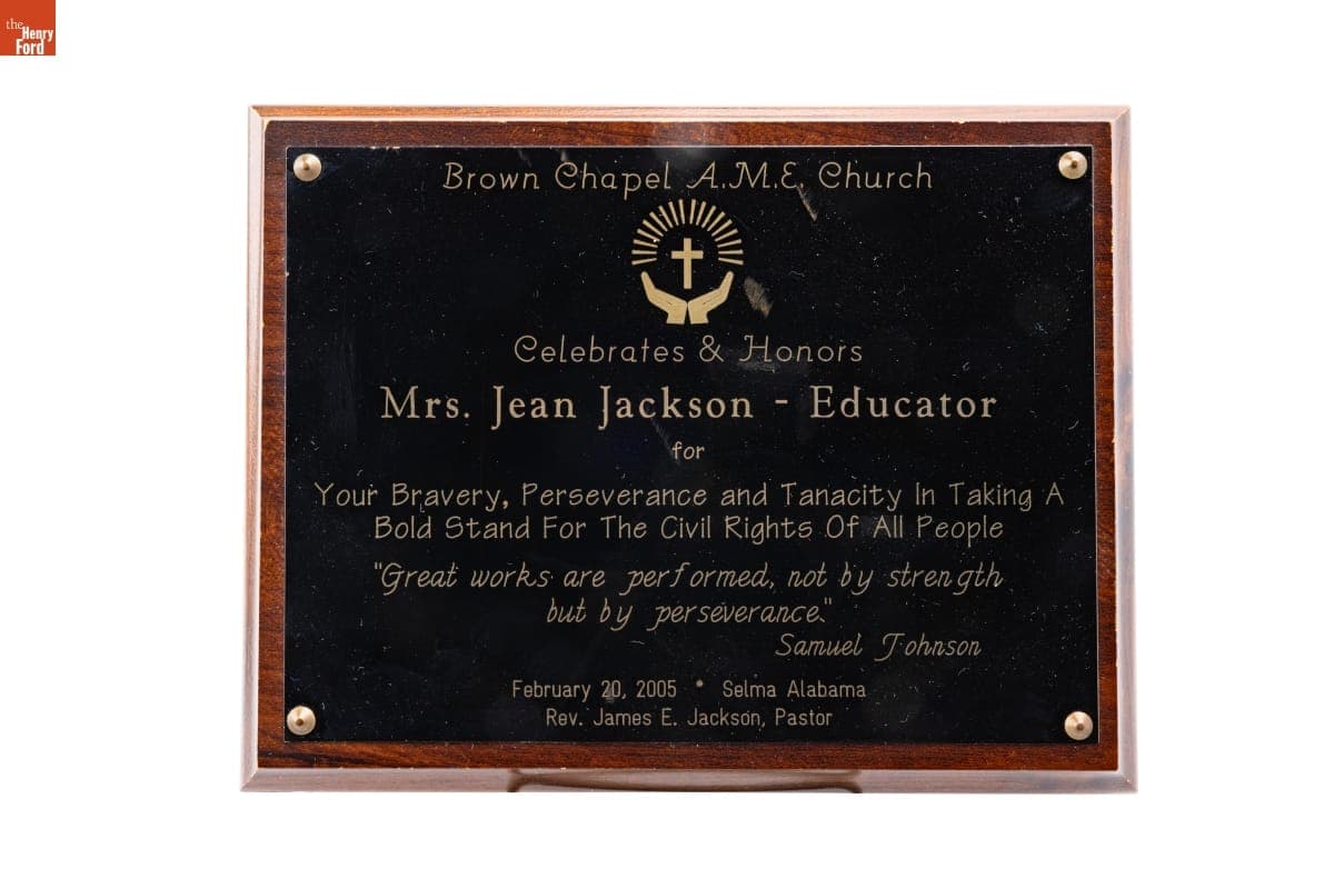 Brown Chapel A.M.E. Church Award Presented to Richie Jean Jackson, Selma, Alabama