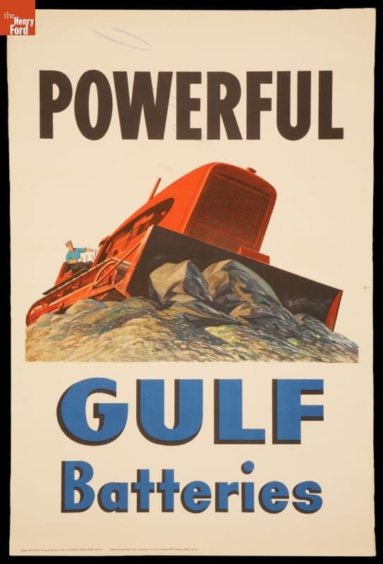 Advertising Poster, "Powerful Gulf Batteries," circa 1951