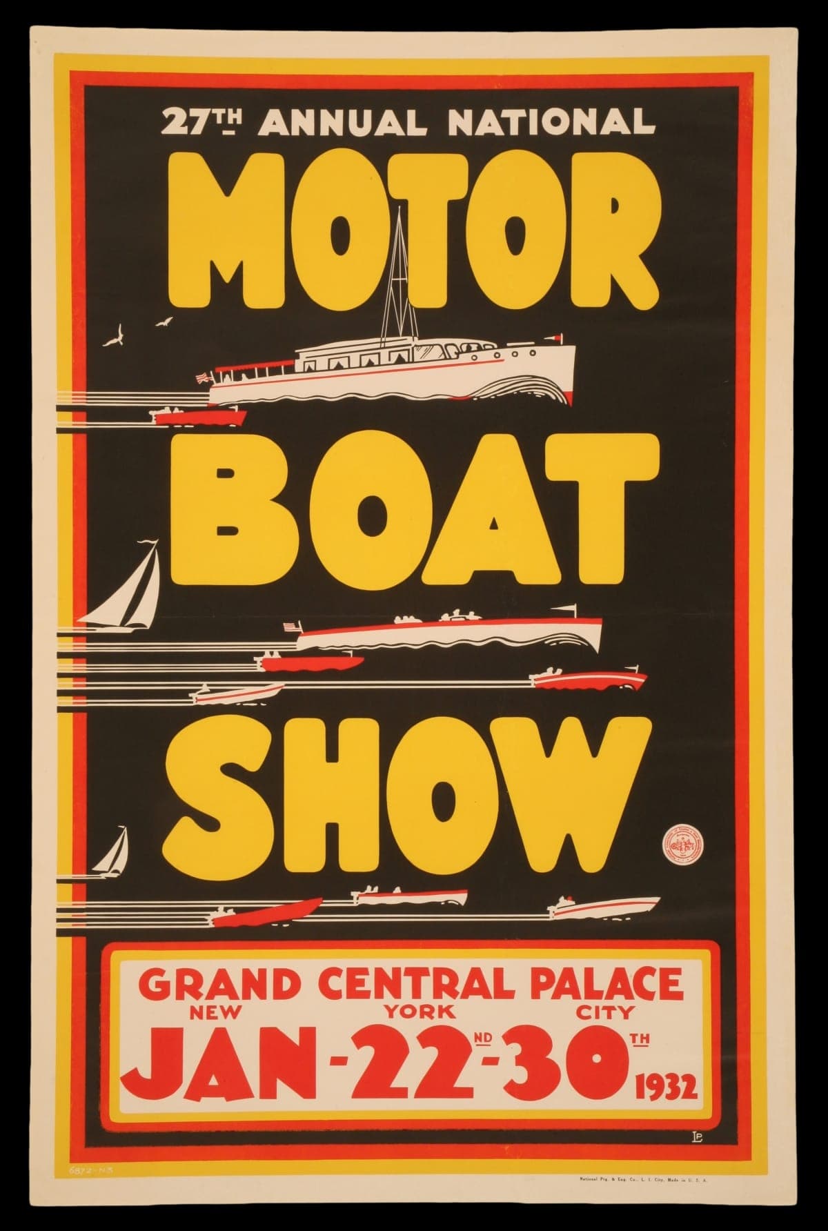 Advertising Poster, "27th Annual National Motor Boat Show," 1932