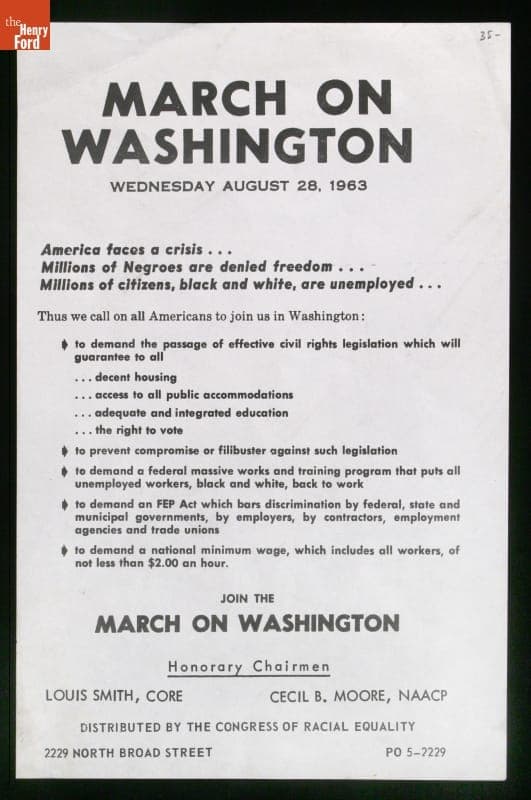 "March on Washington, Wednesday August 28, 1963"