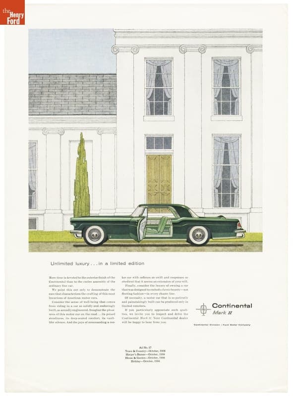 1956 Continental Mark II Advertisement, "Unlimited Luxury...in a Limited Edition"
