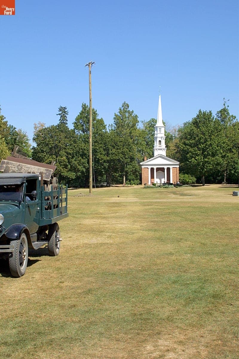 Martha-Mary Chapel during the Greenfield Village Restoration Project, September 2002