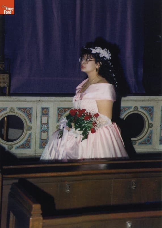 Maritza Garza at Her Quinceanera, Holy Redeemer Church, Detroit, Michigan, 1992