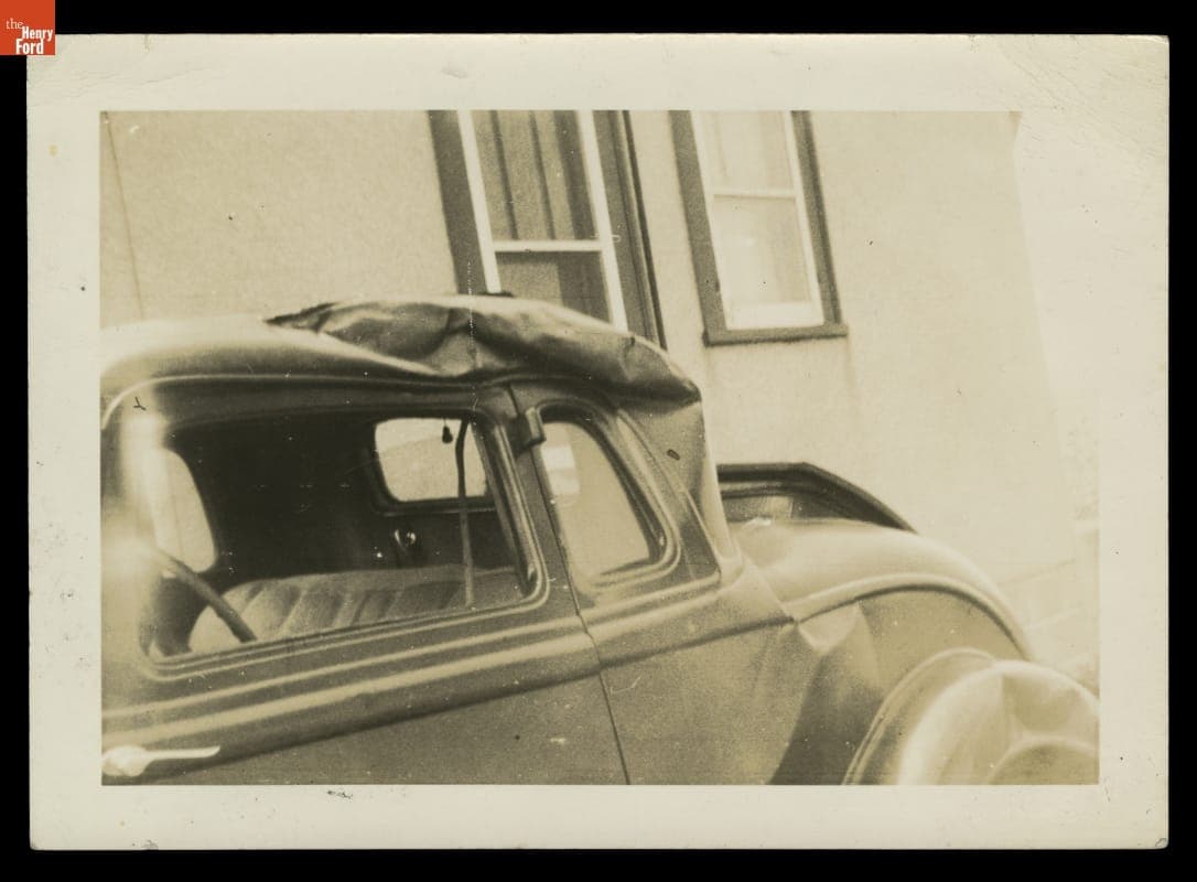 1933 Dodge Coupe Damaged after Roll-over Accident, circa 1945