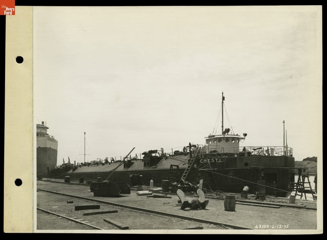 Ford Motor Company Ship "Chester" in Overhaul at Great Lakes Engineering Works, Ecorse, Michigan, 1935