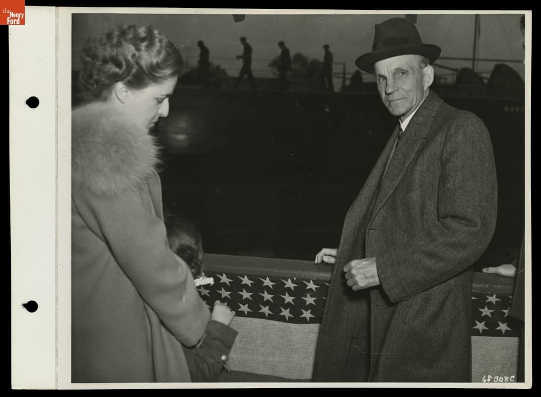 Henry Ford at the Launching of the Ship "Green Island" at Great Lakes Engineering Works, Ecorse, Michigan, 1937