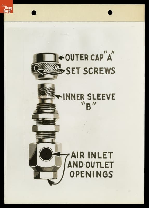 Components of a Spark Plug for a 1937 Ford V-8 Bus (Photograph of an Illustration)