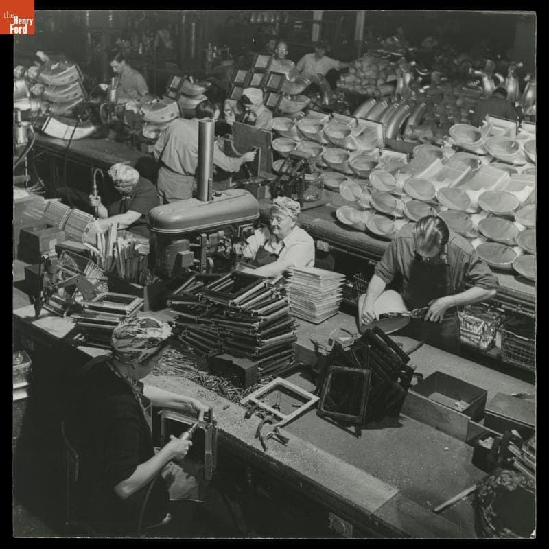 Women Workers Assembling Air Ducts for B-24 Bombers, Willow Run Bomber Plant, circa 1943