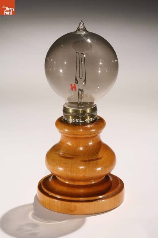 Carbonized Paper Filament Lamp Made by Hiram Maxim, 1883