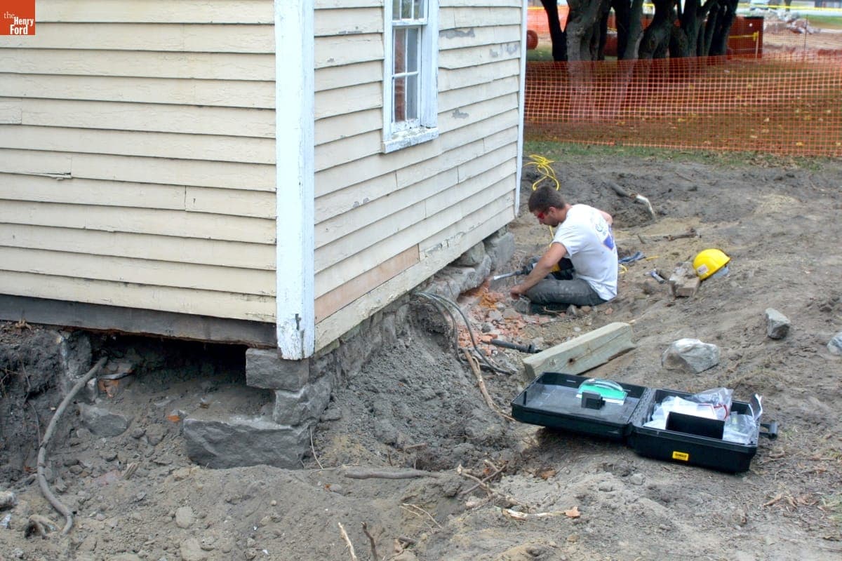 Hanks Silk Mill Being Relocated during the Greenfield Village Restoration Project, September-October 2002