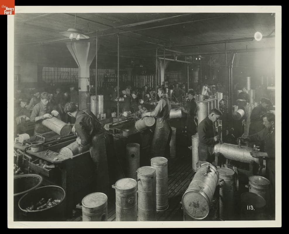 Ford Model T Gas Tank Assembly at the Highland Park Plant, 1913