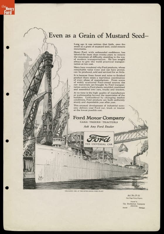 Ford Motor Company Advertisement, "Even as a Grain of Mustard Seed," 1924
