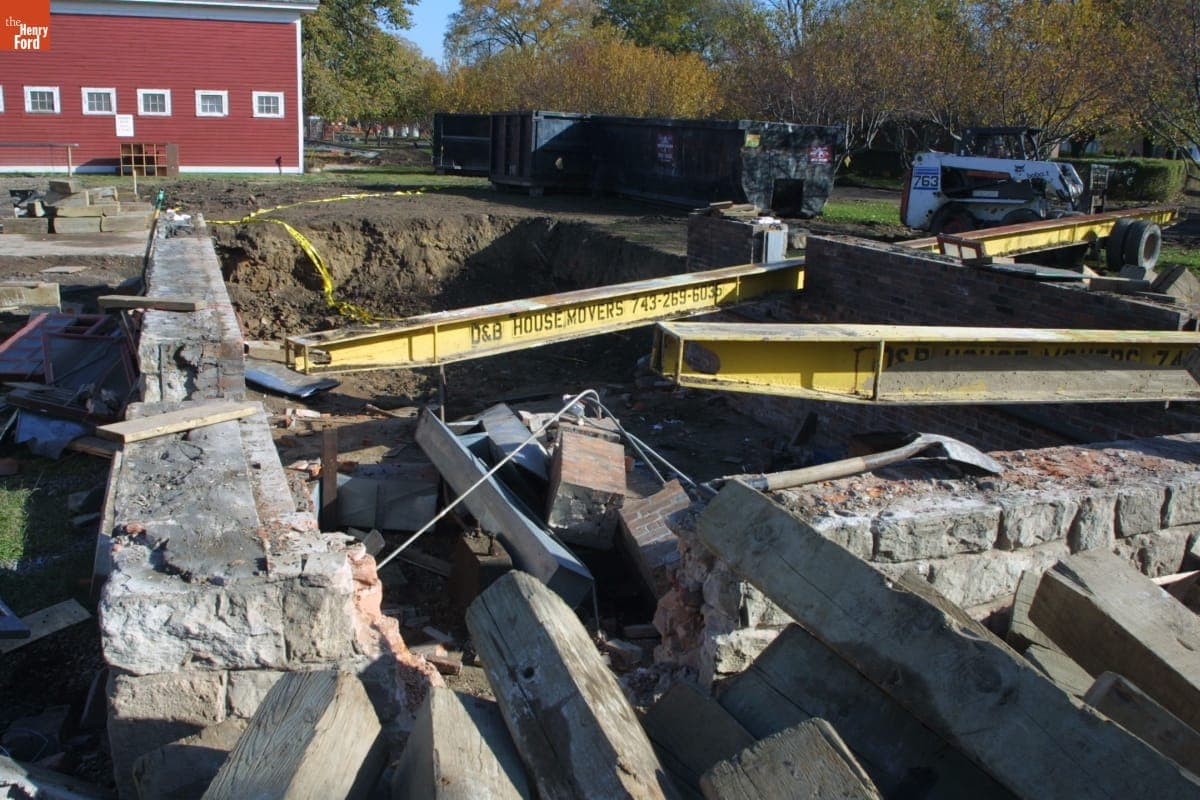 Loranger Gristmill Former Site after Relocation during the Greenfield Village Restoration Project, November 2002